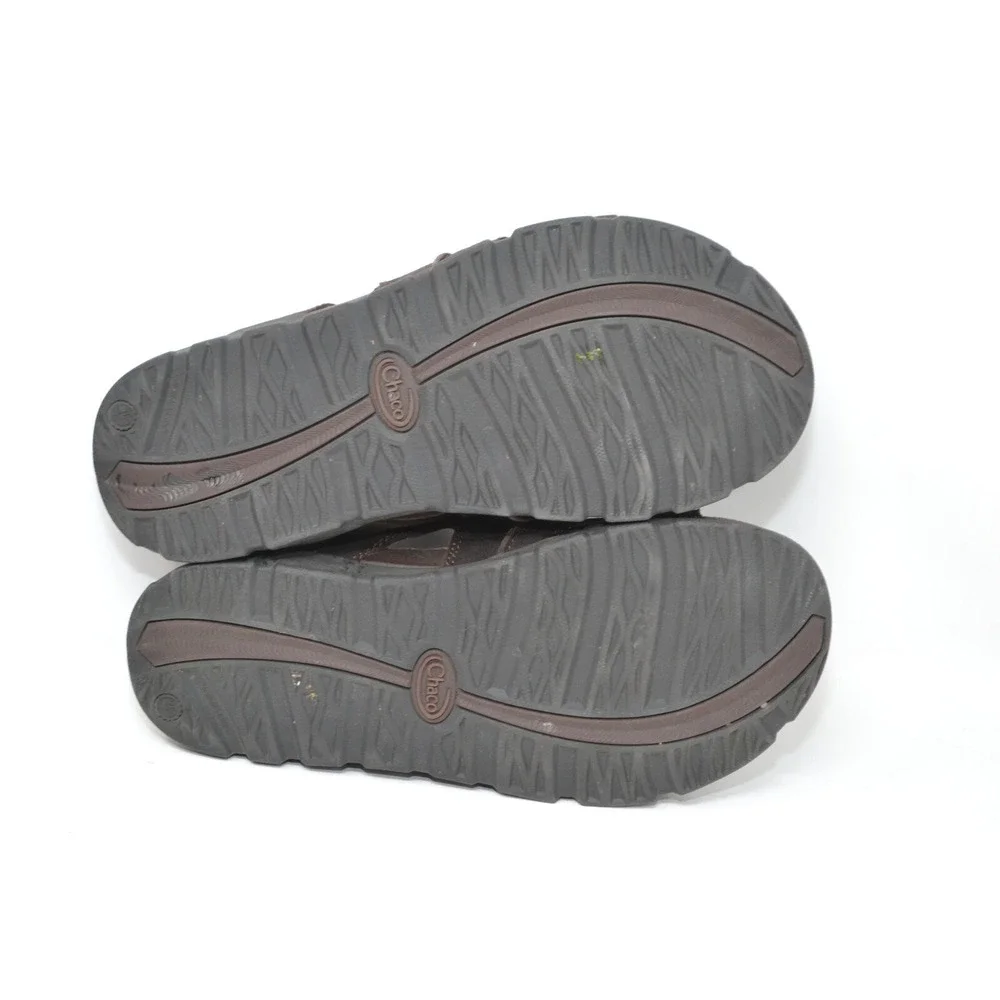 Chaco Elias Java‎ Brown Mens Leather 2 Strap Buckle Beach Sandal Size 8 Slip On